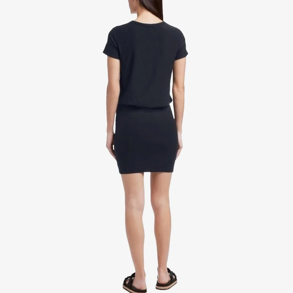 James Perse Blouson T-Shirt Dress Size XL Black Cotton Blend